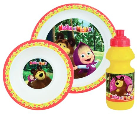 Masha e MICHKA - Set di vasi per bambini, con ciotola, diametro 16 cm, diametro 350 ml, diametro 22 cm