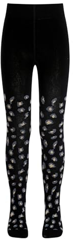 Zaldita Kinder Mädchen Balletthose Lang Ballettstrumpfhose mit Leopard Druck Leggings mit Fuß Feinstrumpfhose Tanzkleidung Schwarz 134-152