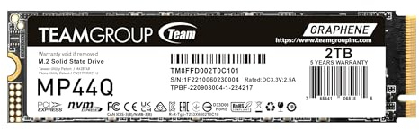 TEAMGROUP MP44Q SLC Gen 4x4 M.2 2280 PCIe 4.0 Cache with NVMe for Laptop and Desktop and NUC and NAS SSD Read/Write Speed up to 7400/6500MB/s TM8FFD002T0C101