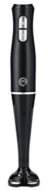 MasterChef Hand Blender Stick, Electric Handheld Food Processor, 2 Blending Speeds, Stainless Steel Blades, Immersion Liquidiser with Removable & Washable Leg, Non-scratch Plastic, 400W, Black