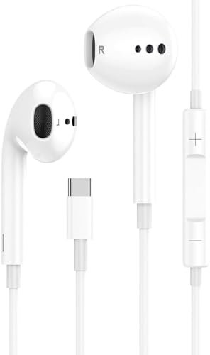 Écouteurs USB C pour iPhone 15/15 Pro/16/15 Pro Max, Intra Auriculaires avec Micro et contrôle du Volume, HiFi Stéréo Basse Filaires Type C Casque Compatible avec Samsung Galaxy S24 S23 S22 S21 FE