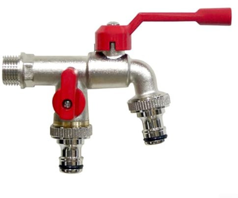 Robinet de jardin en laiton robuste pour une utilisation en extérieur Double sortie pour arrosage et irrigation pratiques (B)