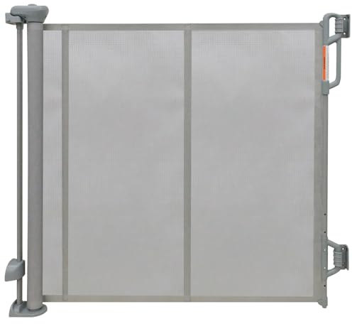 FSYGloryGlides Barrière Extensible Bébé 140 cm Large 86 cm Haut, Barrière de Sécurité en Maille pour Bébés et Animaux, Escaliers, Portes et Couloirs, Ouverture à Une Main (Gray, Version améliorée)
