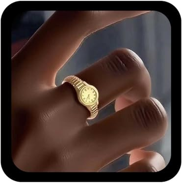 Cybche Orologi Da Polso Boho Anello Orologio Rotondo Anelli D'oro Anelli Con Sigillo Finto Orologio Anelli Aperti Regolabili Gioielli Per Le Donne