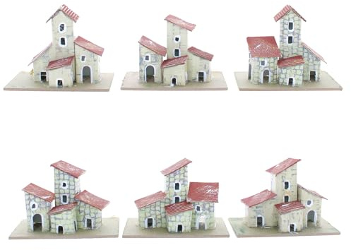 Moranduzzo Set 6 Case 10x5x8 cm – Ambientazione Rustica per Presepe, Villaggio Artigianale, Made in Italy