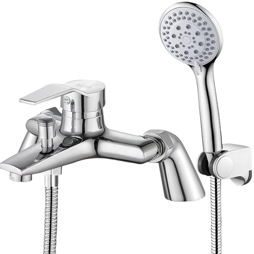 Bath Shower Mixer Tap, Modern Bath Mixer Taps with Shower Kit, Single Lever Bath Mixer Tap with Shower Attachment, Bath Mixer Tap Showers Kit for Bathtub