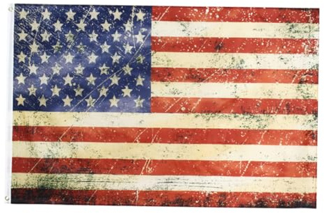 jojofuny Bandiera Patriottici Vintage 90x150 e Poliestere in Cm Americana Leggera Portatile, Decorazione Festa Dell'indipendenza per Casa e Cortile per Eventi