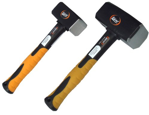 2 Stück Fäustel Set 1 x 1,5 Kg und 1 x 2 Kg Hammer 1500 g 2000 g Fiberglas DIN 6475 mit Extra langem Griff Fiberglas griff vibrationsarm Hammer Satz