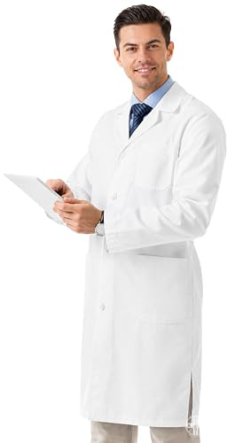 AIESI® Camice medico e da laboratorio per uomo (52 bianco) in cotone 100% sanforizzato