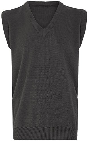 Mens V Neck Sweater Vest Plain Knitted Classic Mens Sleeveless Jumpers Cricket Golf Lawn Bowls Tank Top Sweater Pullover (5XL, Charcoal)