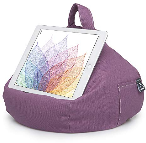 iBeani iPad Pillow & Tablet Cushion Stand - Securely holds any size tablet, eReader or book upto 12.9 inches, hands free comfort at any angle on any surface - Purple