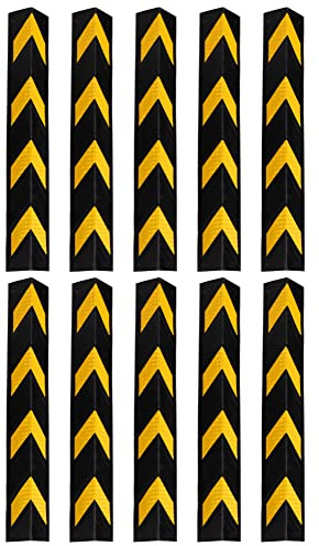 10er Set Stagecaptain KS-8010 Kantenschutz - Eckenschutz aus flexiblem Gummi - Länge: 78 cm - Mit Reflektoren - Schwarz/gelb