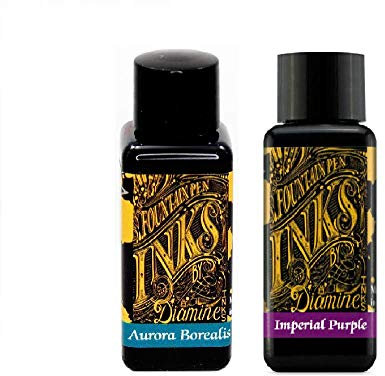 Diamine Fountain Pen Ink 30ml - Aurora Borealis & Imperial Purple - 2 Pack