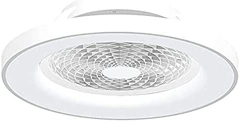 Mantra Iluminación. Modelo TIBET. Ventilador y plafón de techo de 65 cm de diámetro en color plata. Fuente de luz LED 70W 2700K-5000K 3900lm. Ventilador 35W