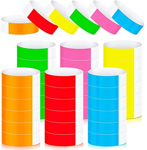 WANGCL 600-pack flerfärgade pappersarmband för evenemang olika neon armband lätta konsertarmband färgade vattentäta handband för fest