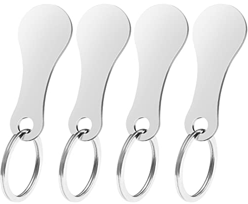 4 Einkaufswagenlöser Metall Abnehmbarer Einkaufswagenchip Metall Entriegler für Einkaufswagen Einkaufswagenlöser Schlüsselanhänger Edelstahl