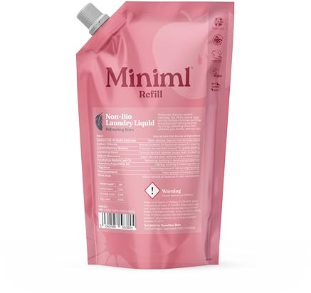 Miniml Eco Laundry Liquid Washing Detergent 1L Refill - Natural Non Bio Fresh Linen Scented Clothes for Machine Wash or Delicate Hand Cleaning - 100% Vegan & Cruelty Free (33 Washes)