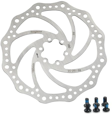 Yongness Rotore Disco Freno Bici 140mm/160mm/180mm/203mm Disco Freno Bici in Acciaio Inossidabile con 6 Viti per Bici da Strada BMX MTB (Argento, 160mm)