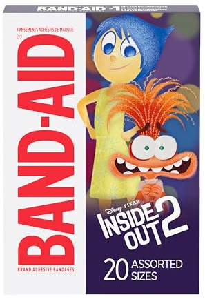 Band-Aid Brand Adhesive First Aid Bandages for Minor Cuts & Scrapes, Wound Care Featuring Disney Pixar's Inside Out Characters, Fun Bandages for Kids & Toddlers, Assorted Sizes, 20 Ct