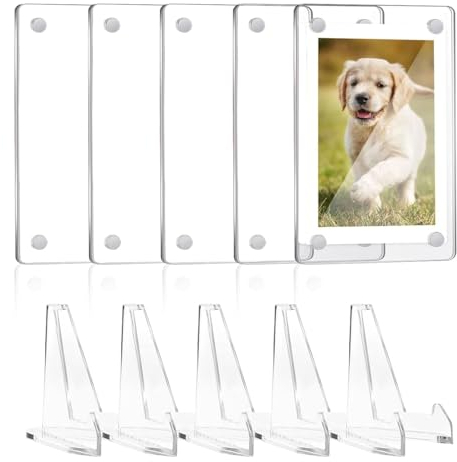 Confezione da 5 cornici acrilichemini, cornici trasparenti, magnetiche (7 * 12 cm) con supporto, cornici piccole per pellicola Polaroid e Fujifilm per foto da 3 pollici
