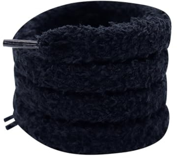 XIANMY Lacets en Peluche pour Chaussures Plates et moelleuses 1,5 cm Cordons de Rechange pour Baskets Chaussures de Sport Chaussures décontractées Bottes 100 cm Noir