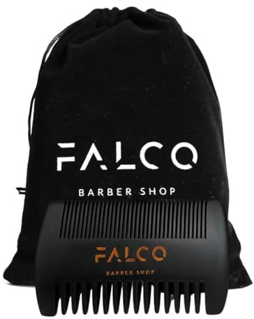Falco Barber Shop - Pettine professionale in legno per baffi capelli e cura barba uomo 100% in legno di pero antistatico