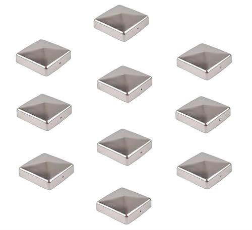 10 x Chapeau Poteau Bois 9x9 cm, Chapeau Poteau Bois en Forme de Pyramide, Capuchons de Clôture de 90 mm, Acier Galvanisé, Antirouille