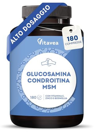 Glucosamin Chondroitin MSM – 180 Tabletten - Mit Vitamin C, Zinc, Boswellia - Für Knochen, Knorpel, Kollagenbildung - Gelenkkapseln - Laborgeprüft, Ohne Zusatzstoffe - Vitavea