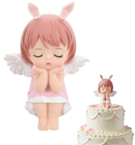 Bébé Fille Figurine Gâteau Toppers, Figurine Assise pour Baptême Fille Décoration De Gâteau Et Ornement De Fête Idéal pour Anniversaire Enfants Fête Danniversaire Bébé Douche Noël Table Maîtresse Déco