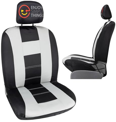 Generico ENJOY SIMPLE THINGS - Coprisedili Auto Universale in Tessuto Nero e Grigio – Antiscivolo e Protettivo