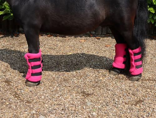 Ruggles Fleece Leg Wraps for Shetland Pony, Miniature Horse, Donkey | Ideal for Travel Stable or after Bathing/Wash Down (Pink, XS-Mini)