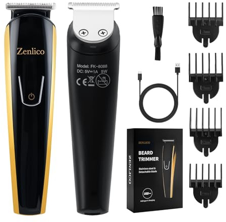 ZENLICO Beard Trimmer for Men, Rechargeable Men's Hair Trimmer for Mustache, Electric Razor & Body Grooming Kit for Beard, Face, Groin & Manscaping, Birthday Valentines Ideal Gift for Men