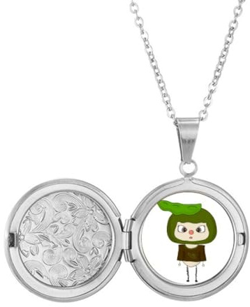 Collana con medaglione verde deliziosa UU con fagioli vegetali, ideale come regalo di compleanno