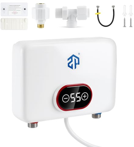 Chauffe-eau instantané électronique, cuisine 220V 5500W chauffe-eau électrique mini chauffe-eau sans réservoir avec affichage de la température LED