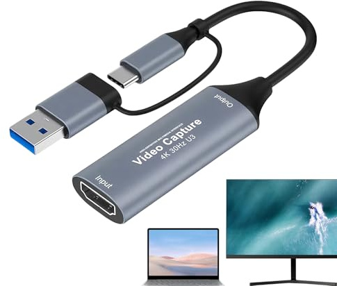 Pxcewdcx Capture Card for Streaming - Audio Transfer Device | USB Live Stream Capture Card,for Laptop Camera Phone Game Streaming Recording PC TV VCR