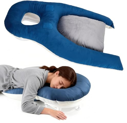 BORDRISE Cuscino per Dormire a Pancia in Giù, Face Down Pillow Dormire Cuscino Regolabile in Altezza per il Recupero Oculare Cuscino Ergonomico per il Viso in Memory Foam