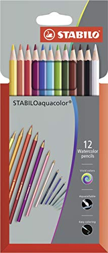 STABILO - Aquarell-Buntstift - aquacolor - 12er Pack - mit 12 verschiedenen Farben