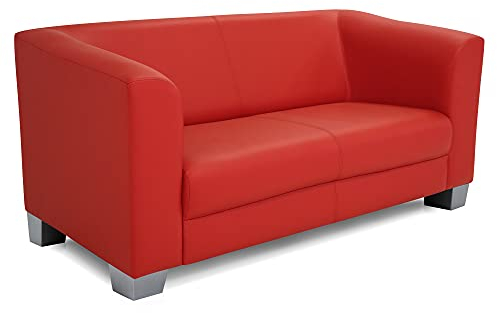 moebel-eins Chicago 2-Sitzer Sofa Couch Loungesofa, Material Kunstleder, rot