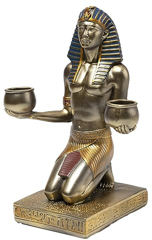 lachineuse - Statue Pharaon Offrande 19 cm - Dieu Égyptien - Statuette Décoration Égypte Antique - Figurine Objet Egyptien - Buste Egyptien Bronze Idée Cadeau Originale Déco - Décoration Intérieure