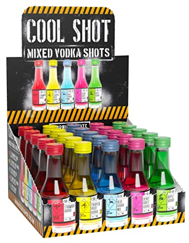 COOL SHOT Mixed Vodka Shots 25 x 20ml | Mixed Vodka Shots | Strawberry, Tropical, Blue Lemon, Berry Burst, Apple | Perfect for Gifts, Parties and Celebrations