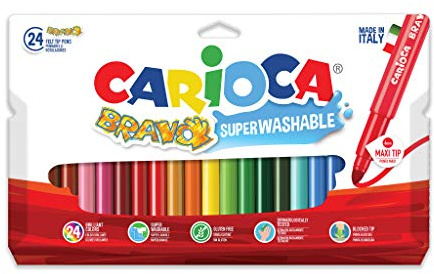 Carioca 42763 - Bravo Confezione 24 Pennarelli, Punta Maxi, 6 mm