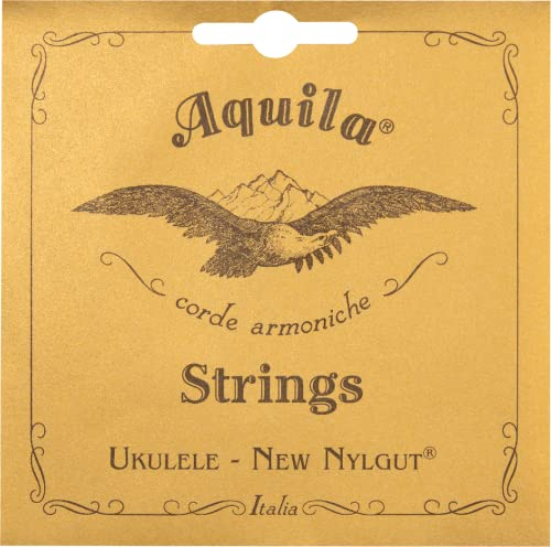 Aquila 15U Tenor-Ukulele-Satz, New Nylgut, Tiefe G-Stimmung, Key of C, GCEA, G-Saite Umsponnen, Saitenlänge 76 cm, Ivory, Low G GCEA