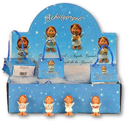 Tolles Display mit 24 Engel Figuren in Flügel je in Geschenktütchen Schutzengel Antik Gold Putte Hochzeit Taufe Geburt Weihnachten Angel Deko Gebet Andenken Gardian Angel