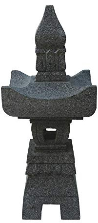 STONE art & more Tempel-Leuchte, Pagode, Japanische Steinlaterne, Ubud, H 50 cm, Steinmetzarbeit, Lavastein, frostfest