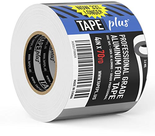 TapePlus Ruban adhésif d'Aluminium Qualité Professionnelle – 10cm x 64m - Rouleau Aluminium Adhesif Haute température - Ruban Adhésif de Réparation - Parfait pour le CVC, l'étanchéité et Plus!