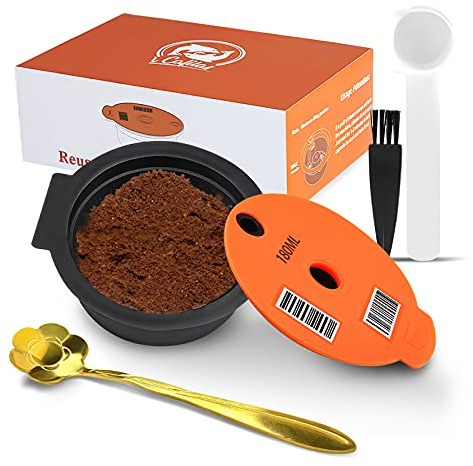 Tassimo Refillable Reusable Coffee Pods for Bosch Tassimo Machine with Slicone Lid 180ml Readable Barcode