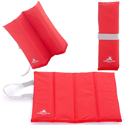 Outdoor World Klappbare Sitzmatte – wärmeisoliert, wasserdicht, feuchtigkeitsbeständig, tragbares Sitzpolster – leichtes Sitzkissen für Outdoor, Camping, Park, Picknick, Wandern, Angeln, Strand (Rot)