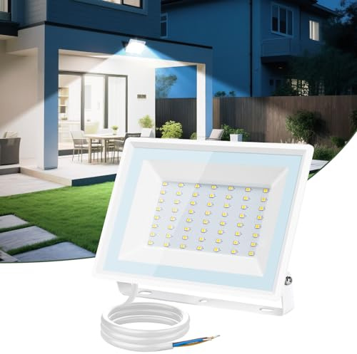 Aigostar - 50W LED-utomhusstrålkastare, 4300lm LED-strålkastare, IP65 vattentät säkerhetslampa, 6500K utomhusbelysning, för trädgård, uteplats, garage, etc