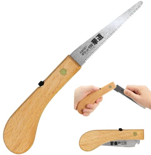 KAKURI Bonsai Saw Folding 4 for Bonsai and Ikebana Cutting, Japanese Pull Saw Razor Sharp Japanese Steel Blade, Mini Pocket Bonsai Pruning Saw for Branch, Foldable Wood Handle, Made in JAPAN