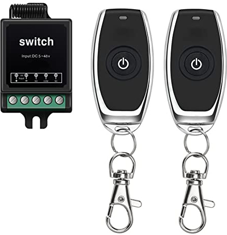 WOODGUILIN 12V Remote Control Switch Mini Wireless Remote Switch Dry Contact Remote Control Relay Switch 328ft Long Range with 10A Relay for Motorcycle,Lights,Garage Door,Motor,Fan.(Dry Switch)